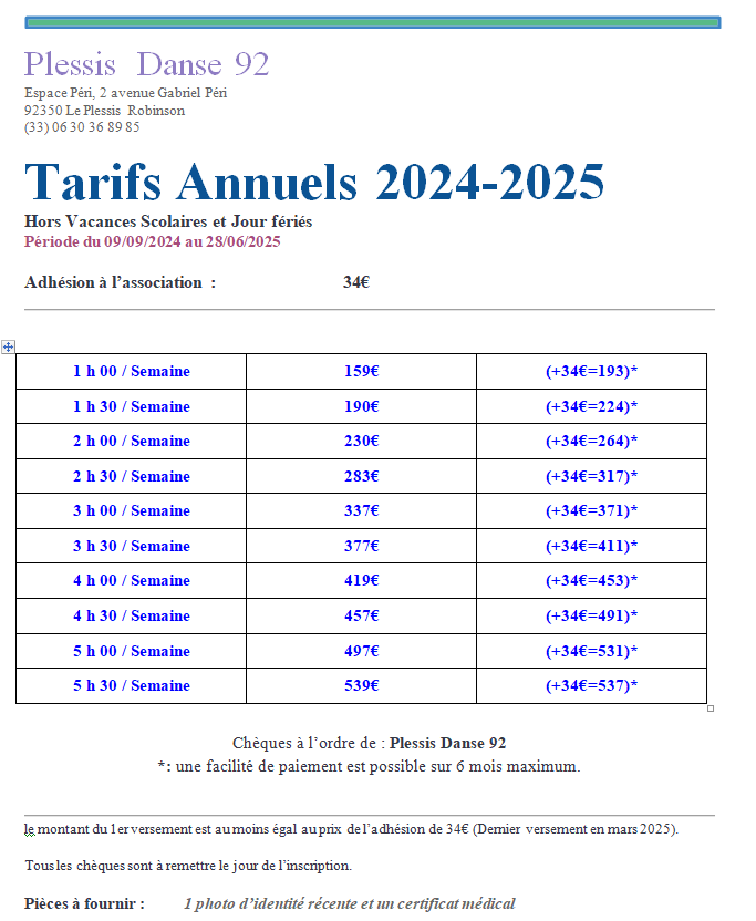 Tarif 2022